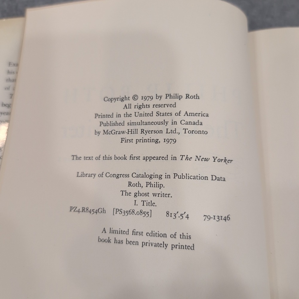 Philip Roth The Ghost Writer 1979‎ First Edition Hardcover Novel - Picture 5 of 5